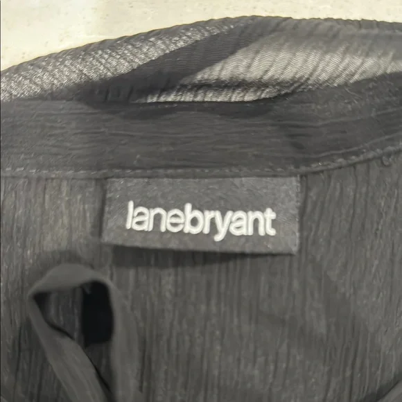 Lane Bryant Black Blouse with Relaxed Fit Tie Front - Picture 2 of 4